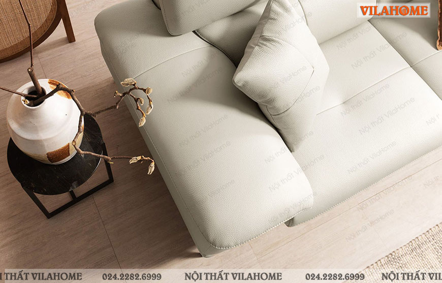 sofa văng da chất liệu cao cấp nhập khẩu màu trắng