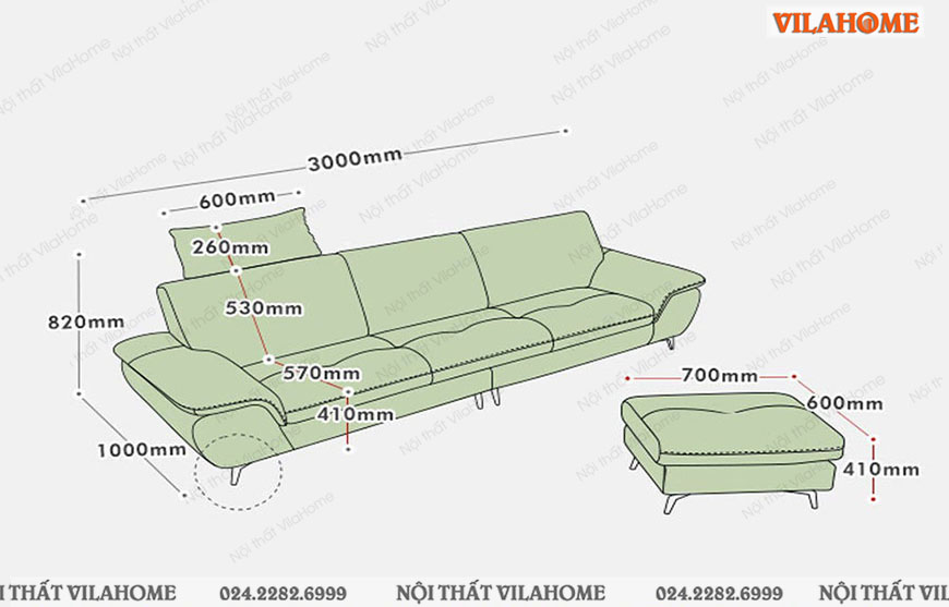 kích thước sofa văng da màu đen dài 3m sâu 1m