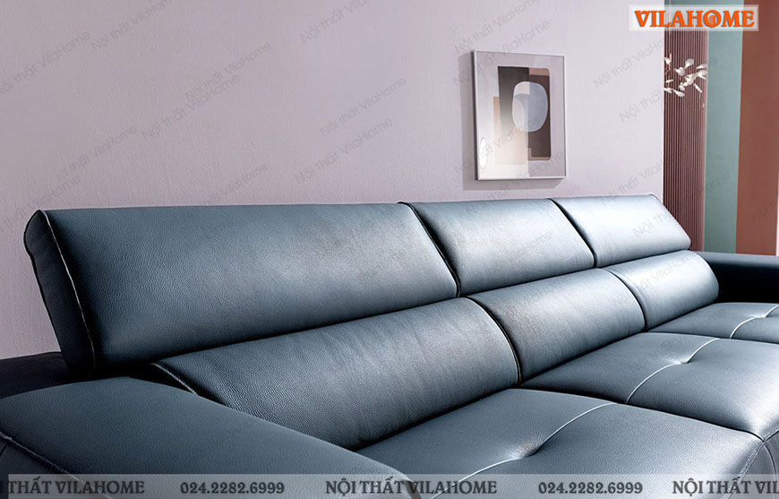 sofa văng xanh nước biển tựa lưng mỏng thanh thoát