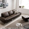 sofa văng da màu đen đẹp dài 2m9 kết hợp đôn chữ nhật