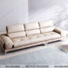 sofa văng đẹp hiện đại màu trắng sữa kết hợp đôn chữ nhật