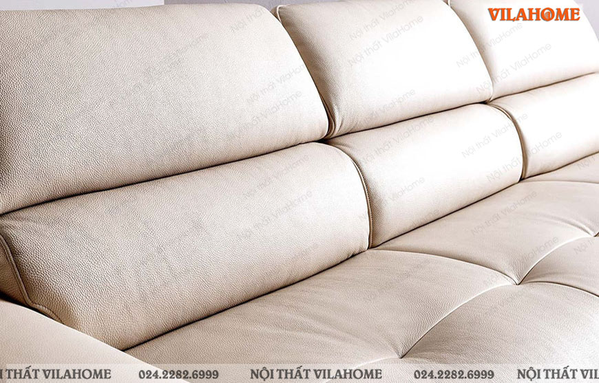 sofa văng trắng sữa đẹp chất liệu da cao cấp