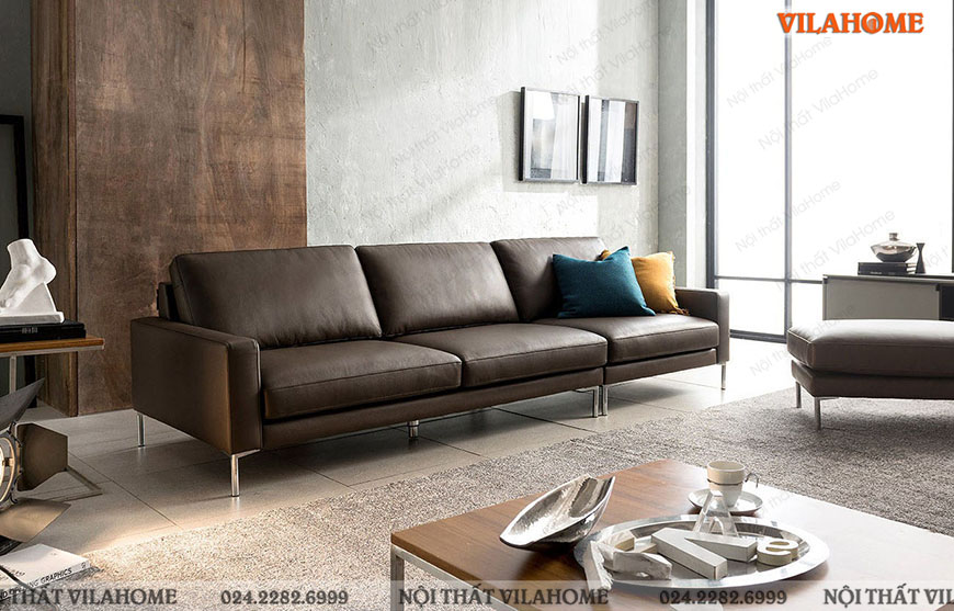 sofa văng màu đen bọc da cao cấp đơn giản sang trọng