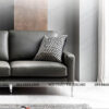Sofa văng hai chỗ đẹp màu đen với tay vịn mỏng 10cm