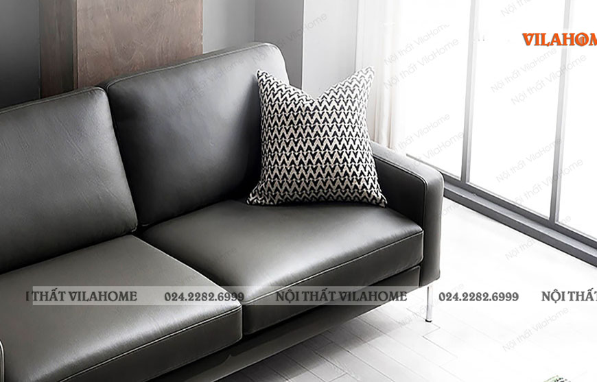 Sofa văng da màu đen bọc da cao cấp bóng mịn