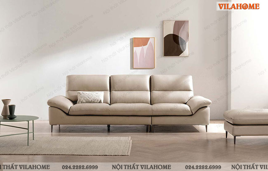 Sofa văng dài màu trắng kem hiện đại