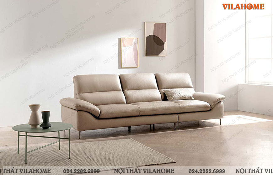 Sofa văng dài 3 chỗ màu trắng kem hiện đại