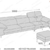 Bản vẽ kích thước sofa văng sâu 1 mét mốt dài 3 mét
