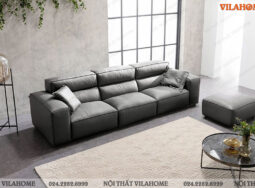 VD166 – Sofa văng chân thấp đệm vuông dày màu đen