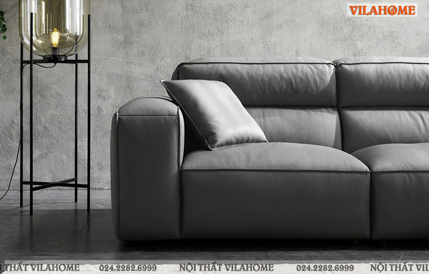 Mẫu ghế sofa văng màu đen gầm thấp đệm phồng