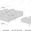 Kích thước mẫu sofa văng hai chỗ dài 2 mét sâu hơn 1 mét