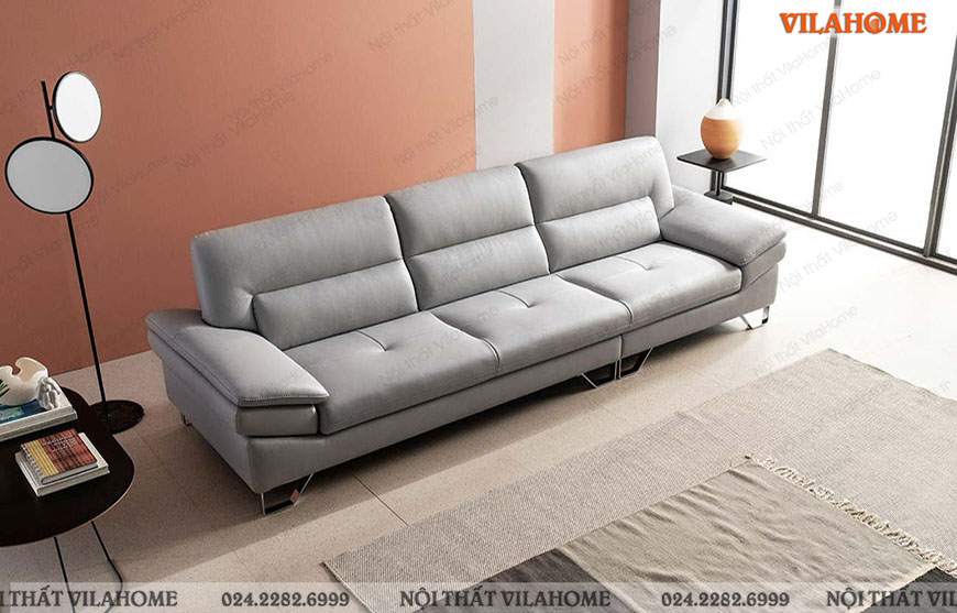Sofa văng màu xanh ghi nhạt dài 3m