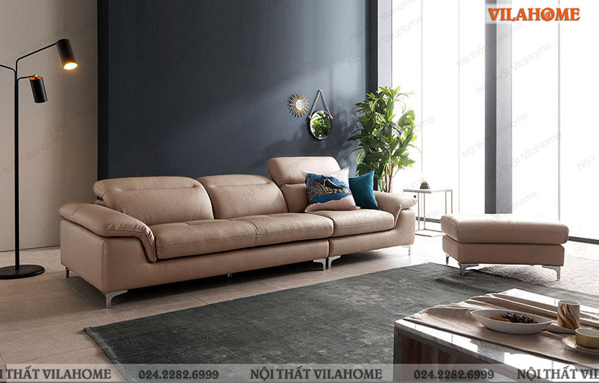 Mẫu sofa văng màu be hồng 3 chỗ dài 3m