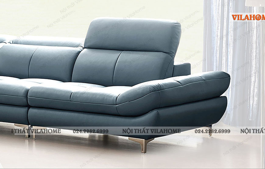 Sofa văng màu xanh thiết kế không tay vịn chân inox thấp