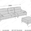 Bản vẽ kích thước sofa văng 2m98 x 980mm