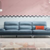 Thiết kế hiện đại gọn gàng của mẫu sofa văng da màu xanh nước biển