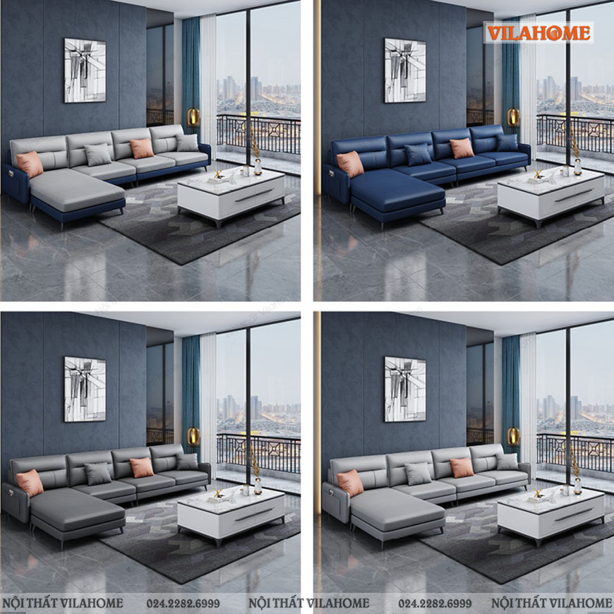 Các mẫu sofa phòng khách màu ghi sáng, màu xám, màu xanh đậm