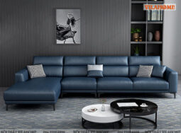 GDF144 – Sofa phòng khách góc chữ L màu xanh sẫm