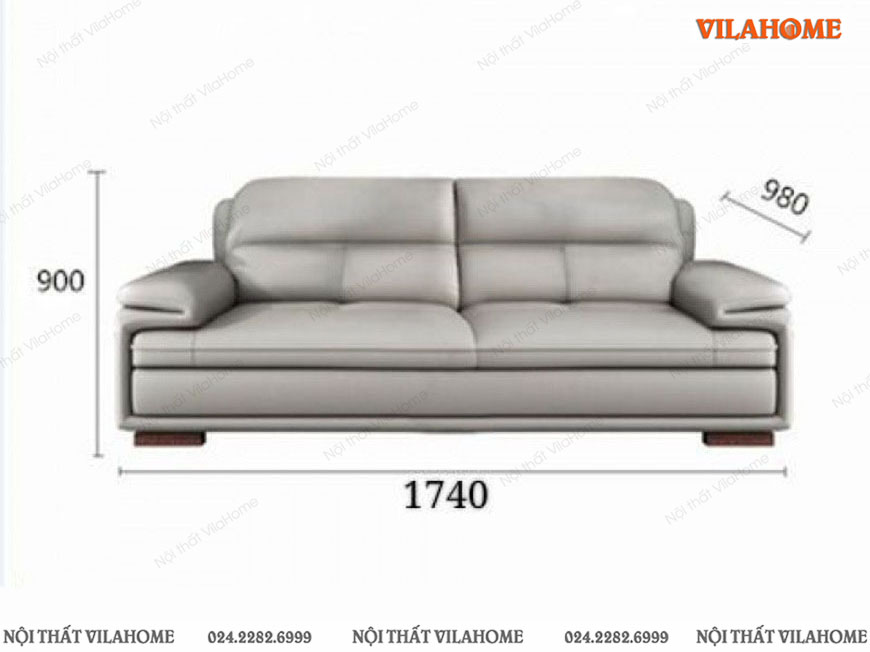 Sofa phòng khách văng 2 chỗ 1.74m màu ghi