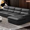 Mẫu sofa phòng khách góc da màu đen chân thấp