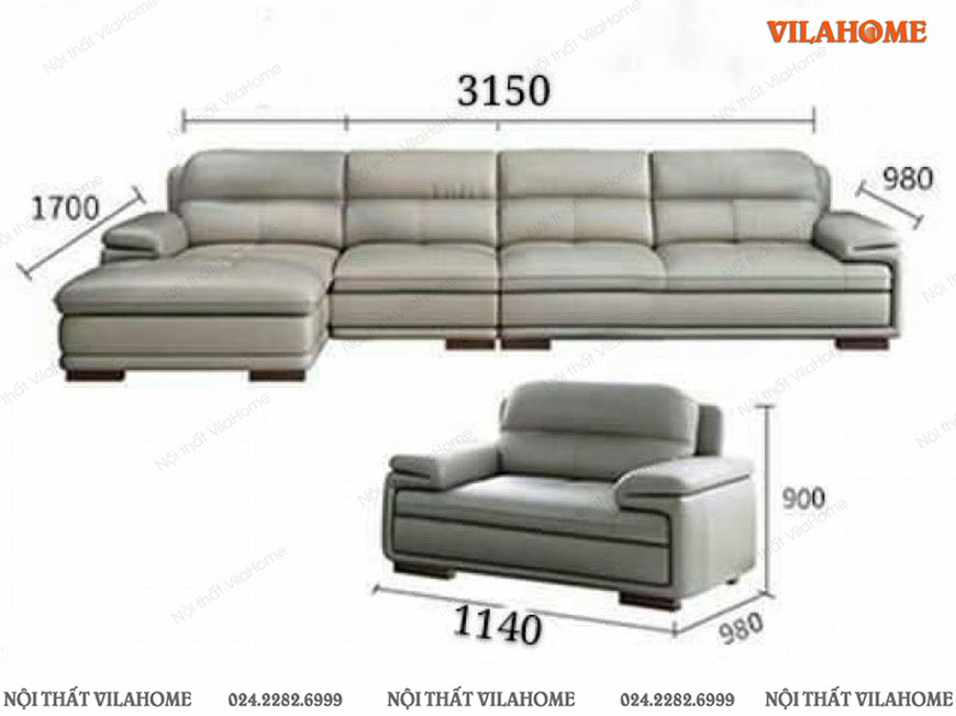 Bộ sofa phòng khách góc chữ L và ghế đơn