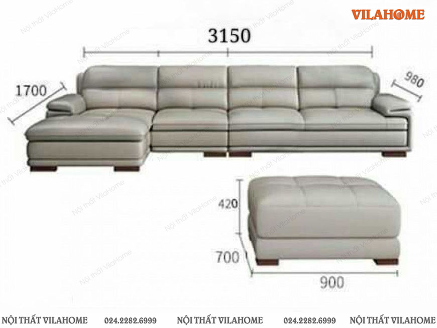 Bộ sofa phòng khách góc chữ L và ghế đôn đơn