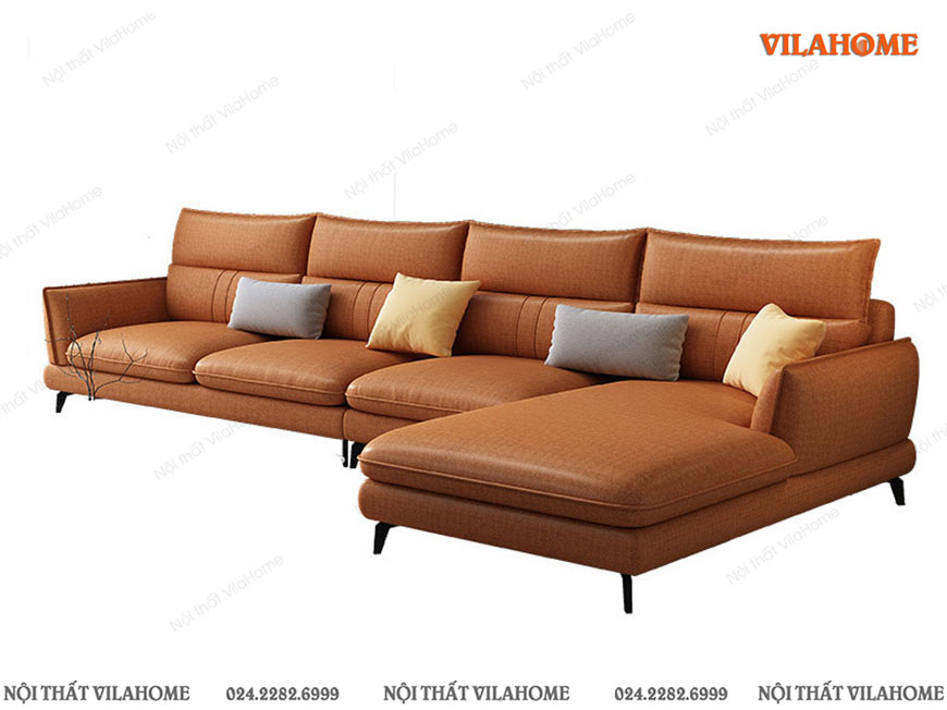 Sofa phòng khách góc chữ L màu nâu cam