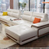 Thiết kế sofa phòng khách màu trắng có tab để đồ