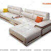 Chi tiết mẫu sofa phòng khách góc chữ L màu trắng bản ngồi rộng