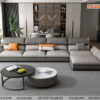 Sofa phòng khách góc chữ L màu ghi và xám tro kết hợp