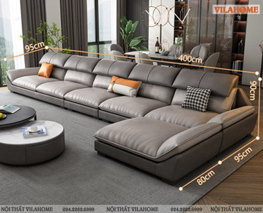 Mẫu sofa phòng khách màu xám tro góc chữ L lớn