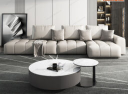 GDF156 – Sofa phòng khách góc chữ L đệm xẻ khối tròn độc đáo