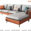 Mẫu sofa phòng khách đẹp màu xanh ghi và cam đất;