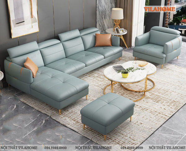 Mẫu sofa phòng khách màu xanh paste