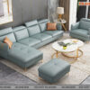Bộ sofa phòng khách màu xanh pastel kết hợp văng đơn và ghế đôn