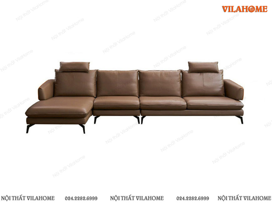 Sofa phòng khách màu nâu bò dáng đệm mỏng