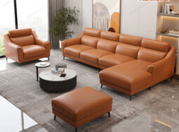 GDF166 – Bộ sofa phòng khách lớn có ghế đơn và đôn