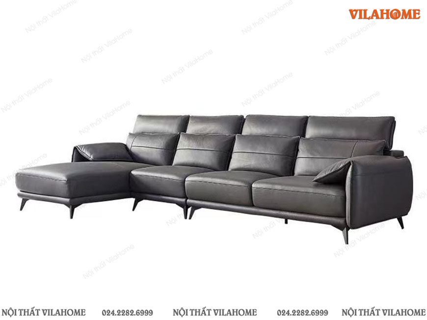 Sofa phòng khách màu đen góc chữ L tay gập