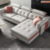 sofa phòng khách góc L màu trắng đệm mỏng