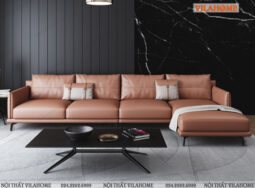 GDF170 – Mẫu sofa phòng khách màu da bò chân cao