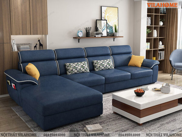 Mẫu sofa phòng khách màu xanh dương đậm