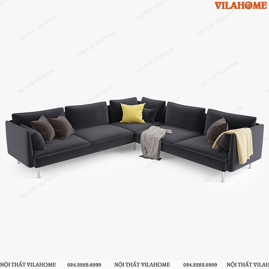 Mẫu sofa góc nỉ màu đen 
