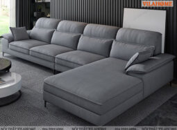 GN151-Sofa nỉ màu xám điểm họa tiết trang trí màu ghi