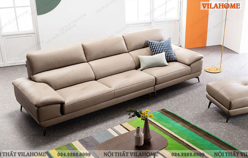 Mẫu sofa văng da be đẹp đơn giản
