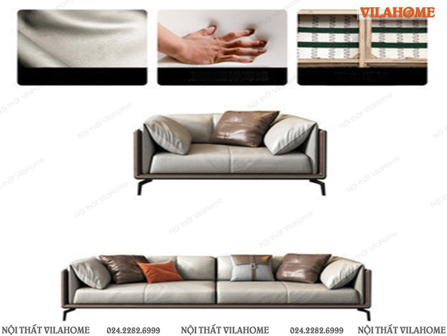 Chi tiết sofa văng da đơn và văng da đôi