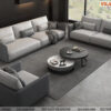 Bộ sofa văng da màu ghi và màu xám kết hợp