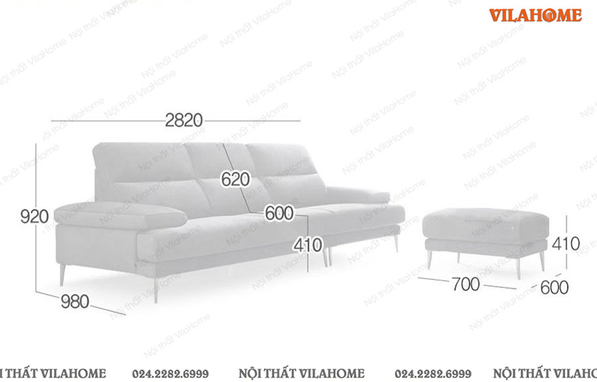 Sofa văng nỉ ba chỗ 2820x980mm