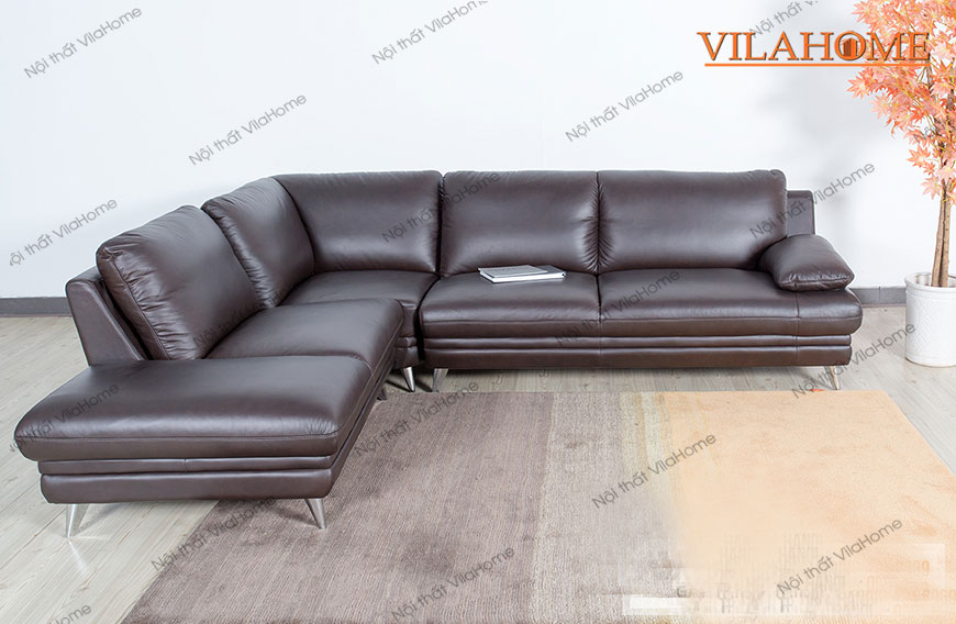 Mẫu sofa góc da hai mét tám màu đen