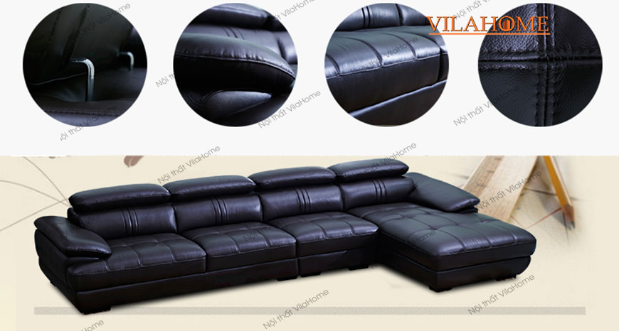 Bộ sofa góc màu đen cỡ lớn 3m35