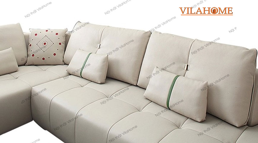 Sofa góc chữ L màu trắng ngà hiện đại
